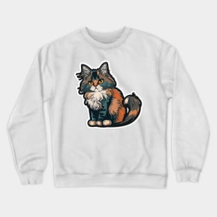 Majestic Maine Coon Cat Sticker Crewneck Sweatshirt